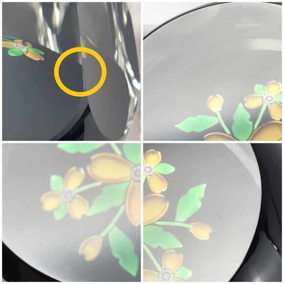 Perthshire 2001B Amber Bouquet Lampwork Flower Black Ground Faceted Paperweight - Picture 12 of 12